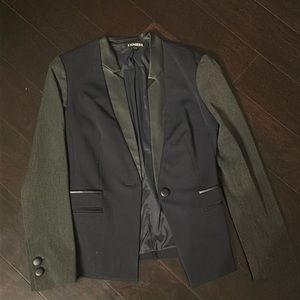 Express mulit color blazer with faux leather accents
